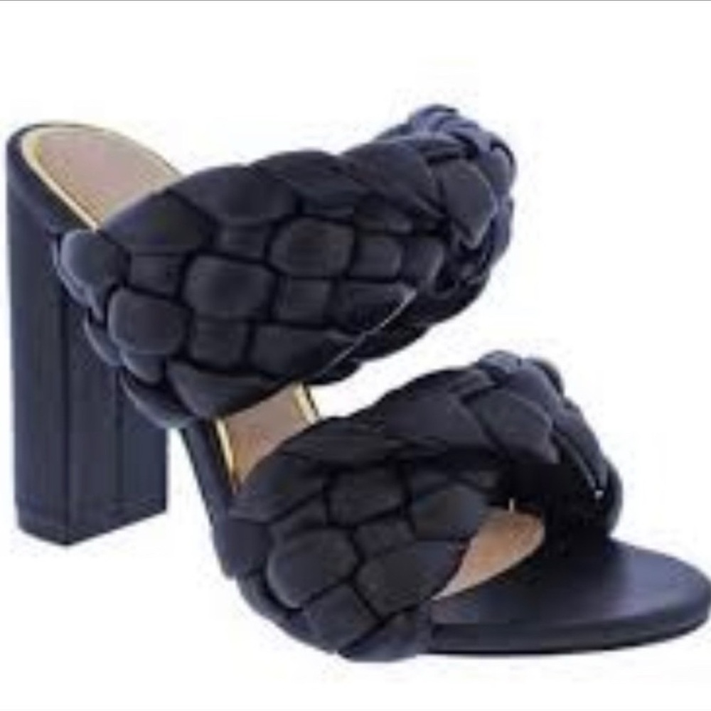 Liliana - Black Braided Chunky Heels *VERY comfortable*